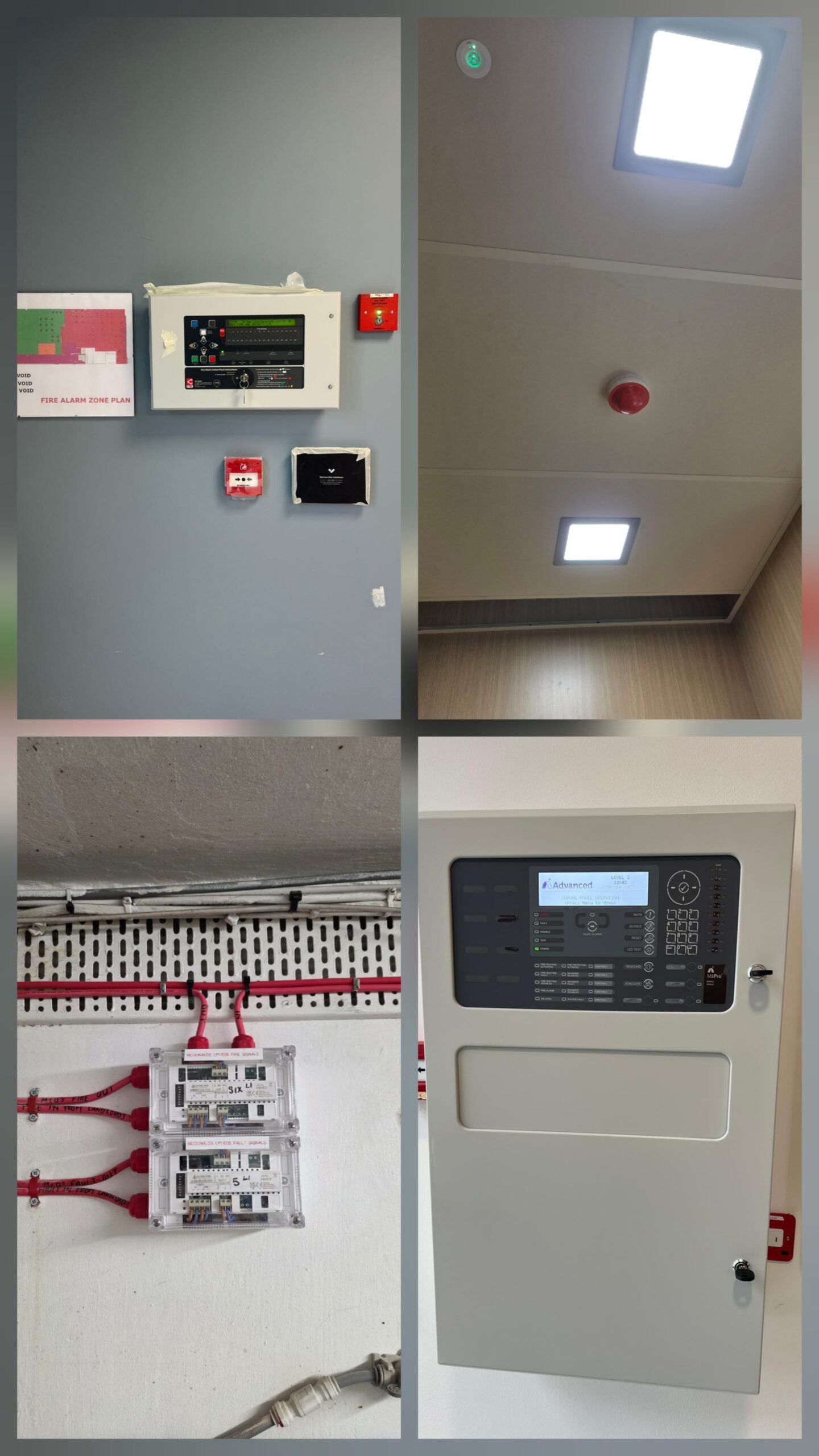 photos showing a fire alarm system